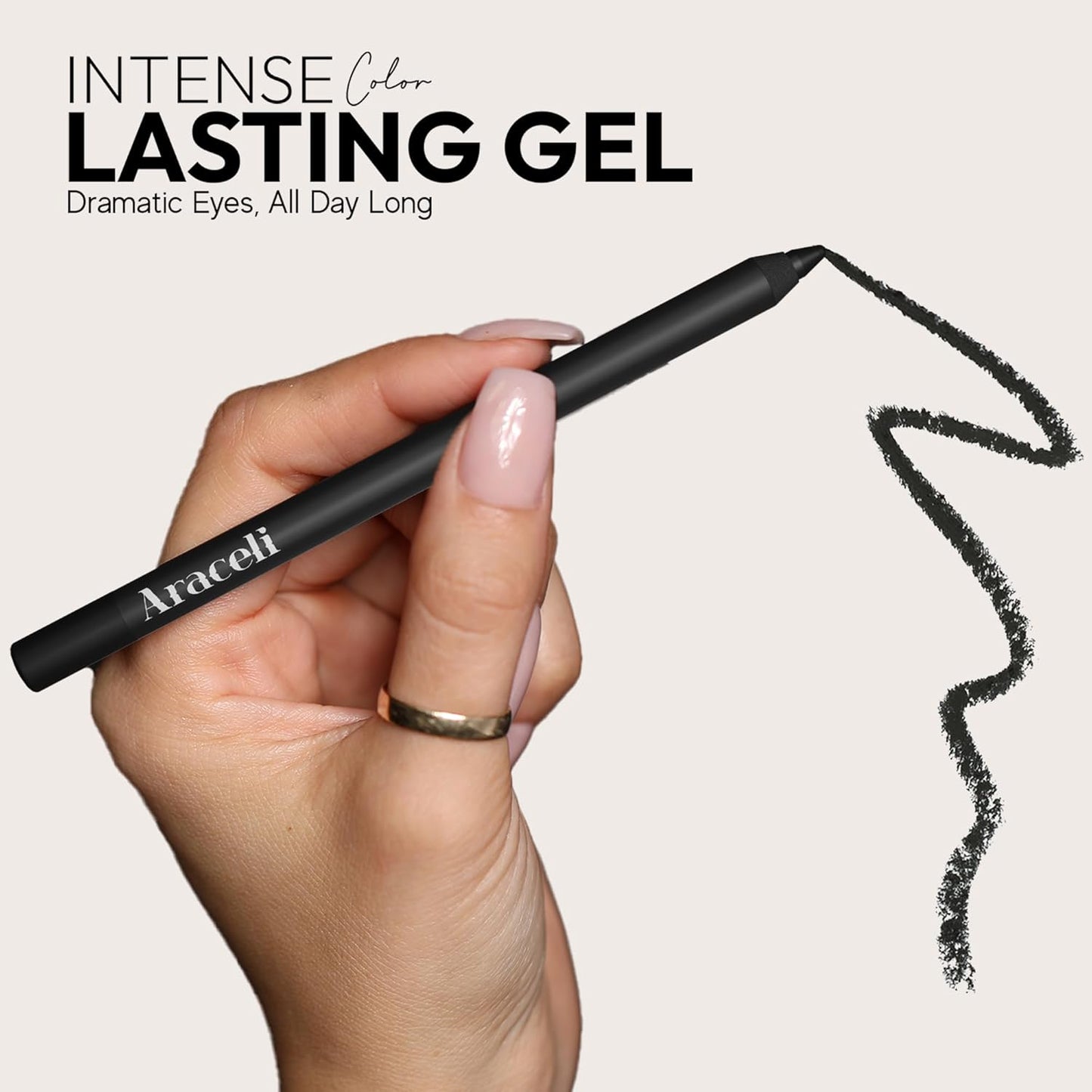Araceli Beauty Gel Pencil Eyeliner - Water Resistant & Long-Lasting Formula - Hypoallergenic Gold Color for Sensitive Eyes