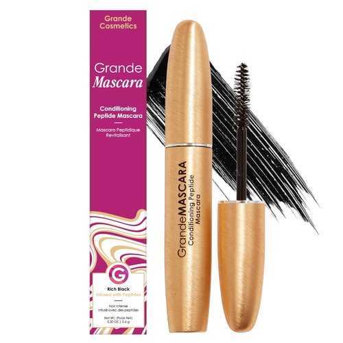 Grande Cosmetics GrandeMASCARA Conditioning Peptide Mascara - Extreme Volume & Length, Clump-Free Black, Lash-Friendly