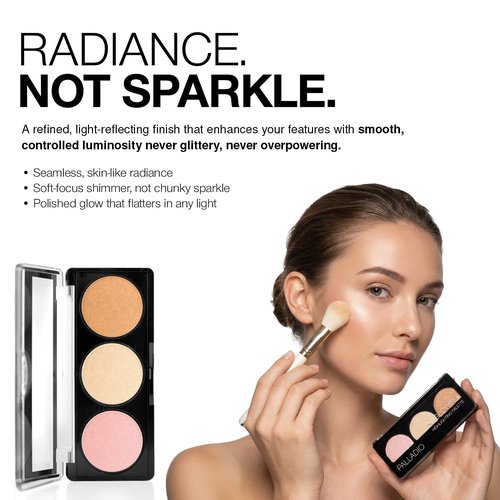 Palladio I'm Glowing Highlighting Palette - High Pigment Bronzer Powder Set | Neutral Shimmery Colors