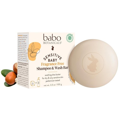 Babo Botanicals 2-in-1 Shampoo & Wash Bar - Fragrance-Free, Shea Butter & Aloe Vera - EWG Verified, Vegan