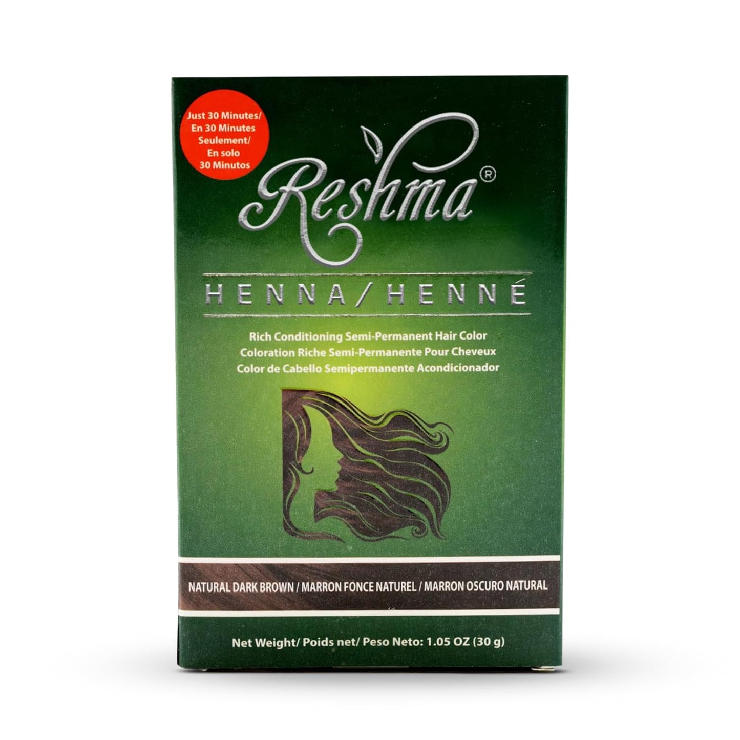 Reshma Beauty 30 Minute Henna Hair Color Infused with Natural Herbs For Soft Shiny Hair Henna Hair Color/Dye 100% Gray Coverage Semi-Permanent Ayurveda Hair Product 1.05 oz, Pack of 1 (Dark Brown)