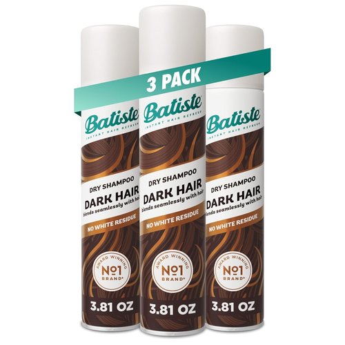 Batiste Dark Dry Shampoo - Waterless Formula for Instant Freshness | 3.81oz, 3-Pack