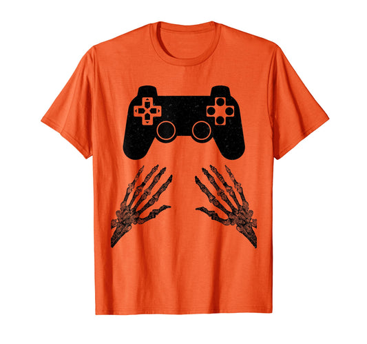 Halloween Funny Skeleton Video Gamer Costume Boys Teens Kids T-Shirt