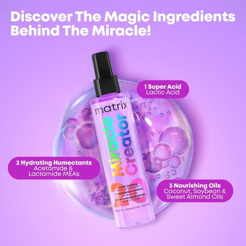 Matrix Miracle Creator Leave-In Conditioner Spray - Heat Protectant & Moisturizing Detangler for Damaged Hair
