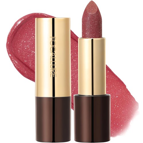 FOCALLURE Glisten Opal Shine Lipstick - High Impact Color & Moisturizing Balm | Lightweight Hydrating Formula, One Bite