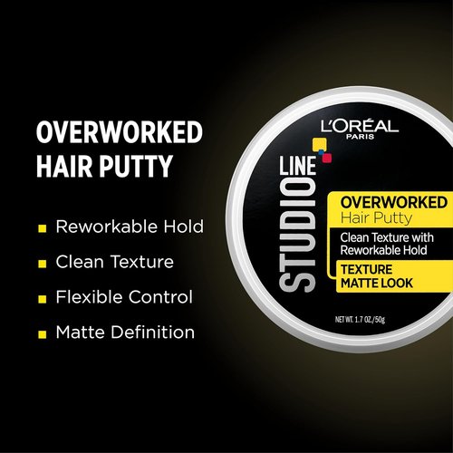 L'Oreal Paris Studio Line Overworked Hair Putty - Flexible Hold & Texture, 1.7 oz.