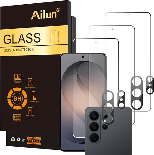 Ailun Glass Screen Protector for Galaxy S26 Ultra - 3-Pack + 2-Pack Camera Lens | Ultra Clear, Anti-Scratch, 0.25mm