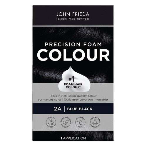 John Frieda Precision Foam Colour - Blue Black 2A Hair Color Kit | Full Coverage & Anti-Fade Formula