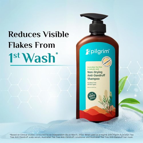 Pilgrim Anti-Dandruff Shampoo - Australian Tea Tree & Salicylic Acid | Non-Drying Scalp Relief | 21.98 Fl Oz (650ml)