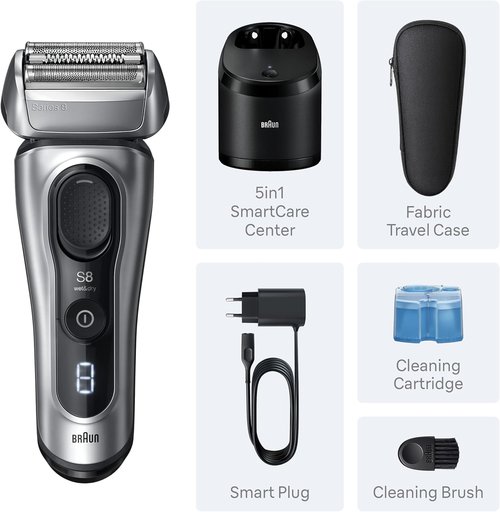 Braun Series 8 8567cc Electric Razor - 4+1 Shaving Elements & Precision Trimmer | Wet & Dry, 60min Runtime