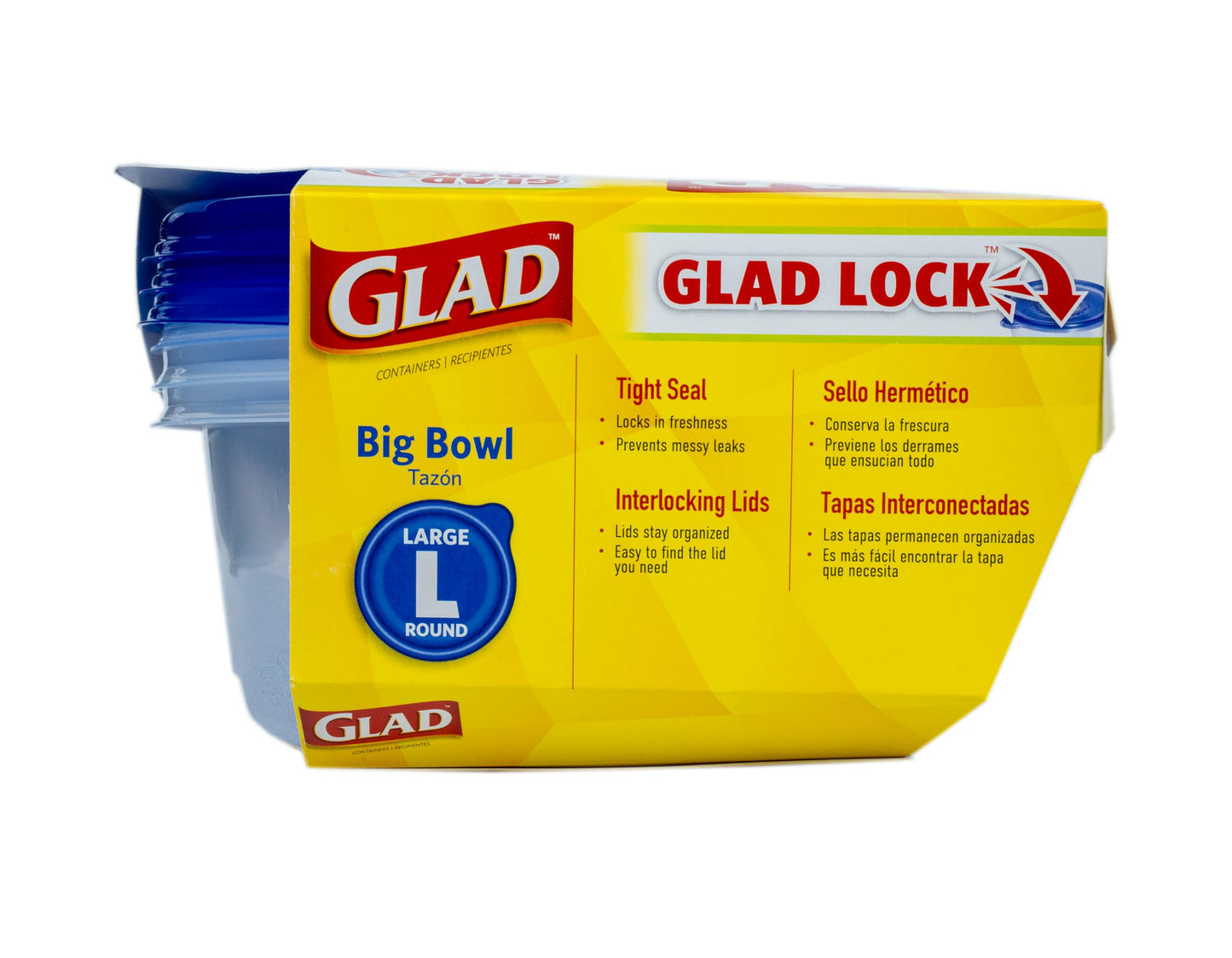 Glad GladWare To Go Snack Food Storage Containers - Medium Round - Meal Container Holds up to 24 Ounces of Food - Lock Tight Seal, 4 Count