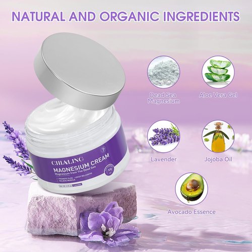 Chialing DeadSea Magnesium Cream - Natural Lavender Lotion for Day & Night Use | 4 oz