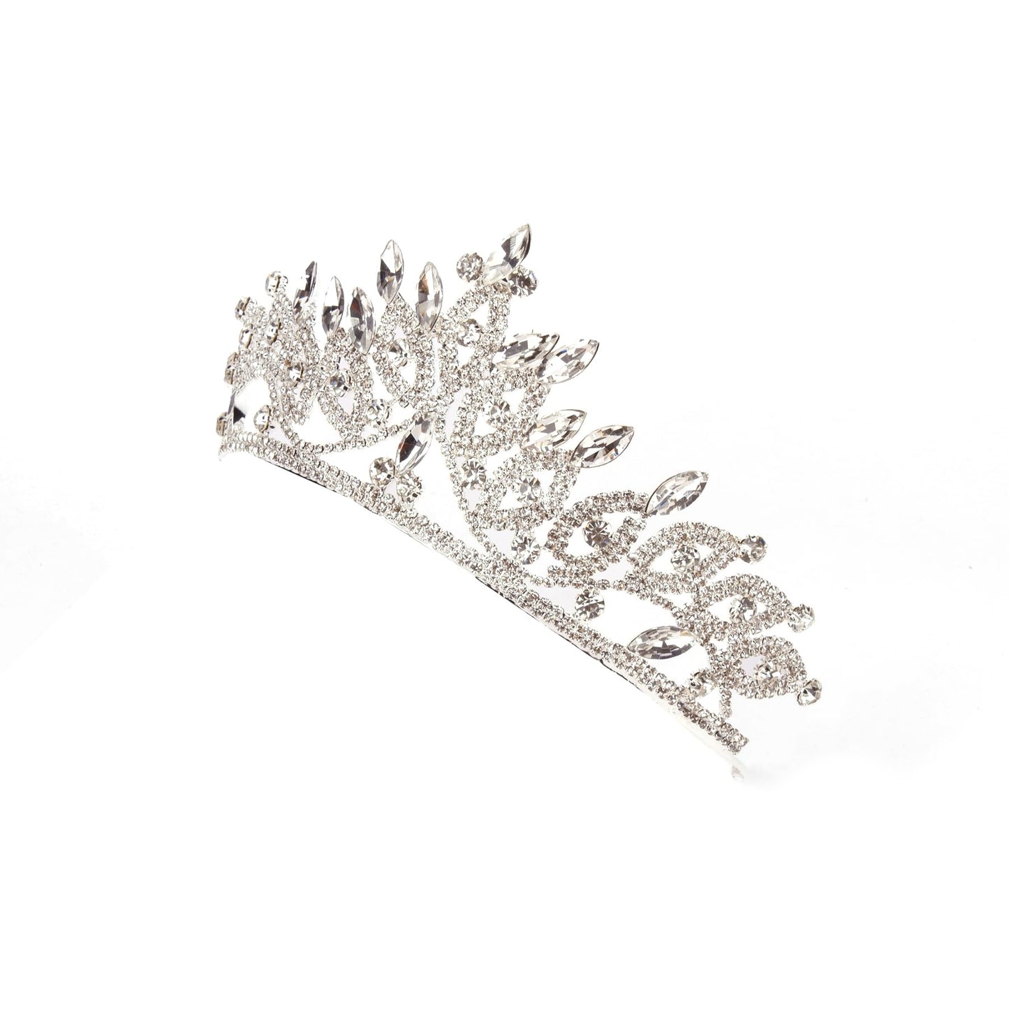 LIMELIA Women's Tiara, Crown for Henna Wedding Party | Glitter Hair Accessories for Bridal Birthday Halloween Costume Christmas Party, Princess Crowns Floral Pattern | Crystal Stone - Silver