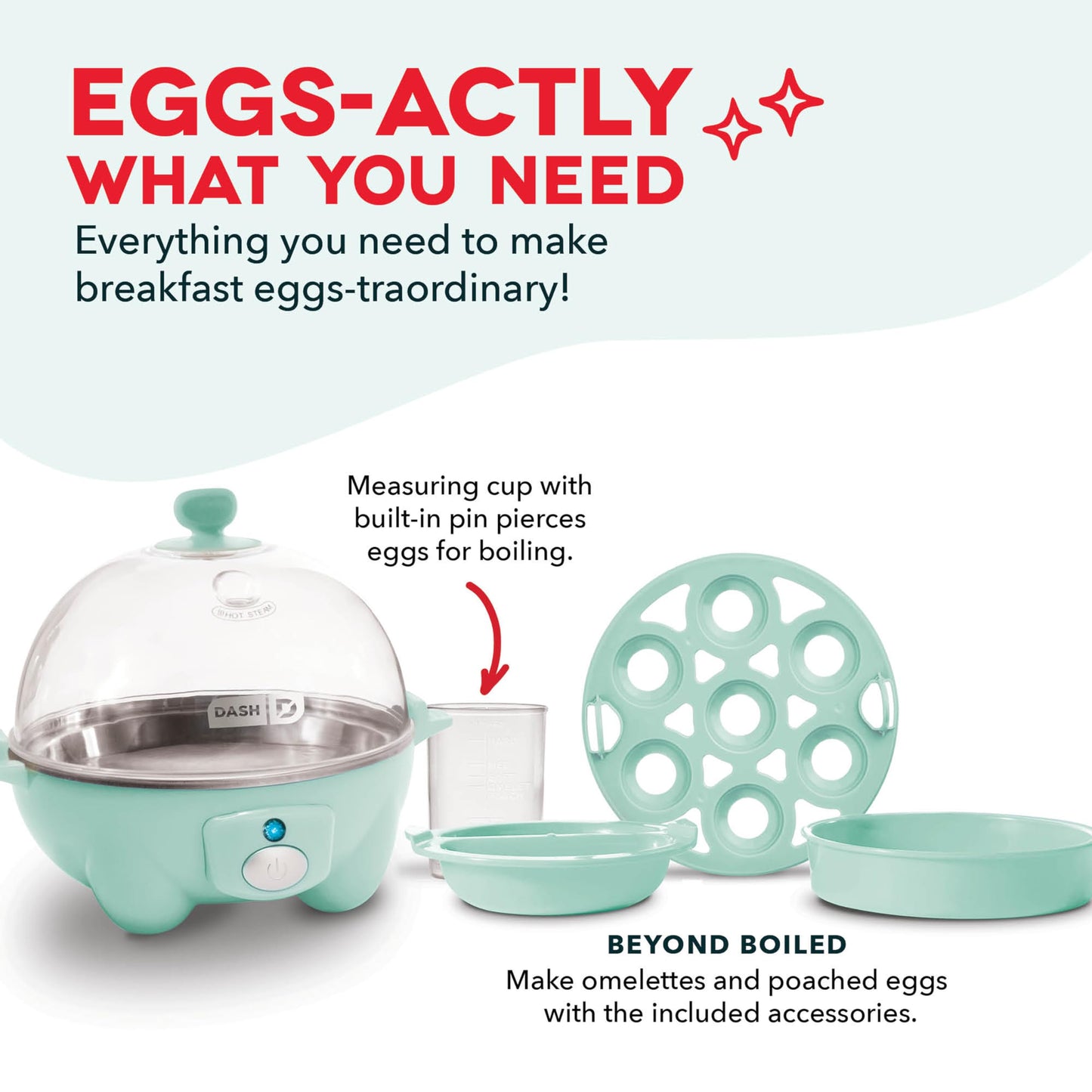 Dash Rapid Egg Cooker - Boiler, Poacher & Steamer - Includes Measuring & Recipe Guide - Dishwasher Safe - Holds 7 Eggs, Black