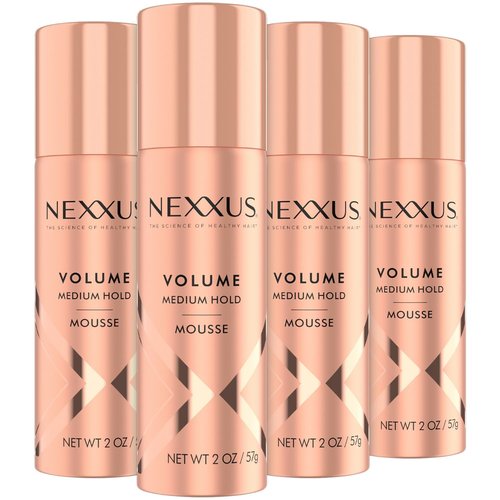 Nexxus Travel Mousse - Volume Medium Hold 4-Pack | 72-Hour Anti-Humidity Shield, 2 Oz Each