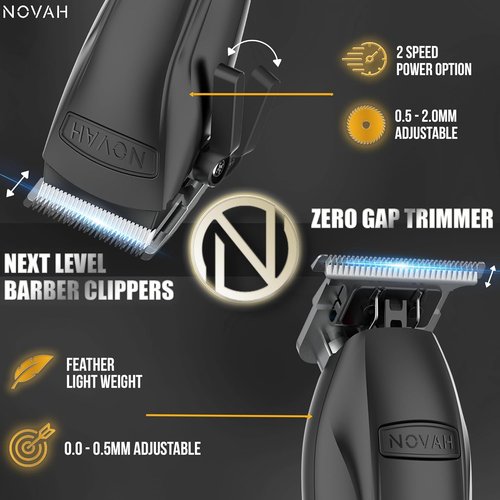 Novah® Professional Hair Clippers - Cordless Barber Clipper & Trimmer Set for Men | Perfect for Fade Haircuts