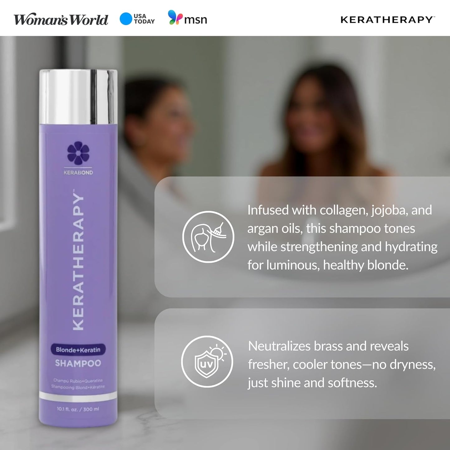 KERATHERAPY Violet Toning Shampoo - Keratin Infused for Blonde, Silver & Highlighted Hair | 10.1 fl. oz.