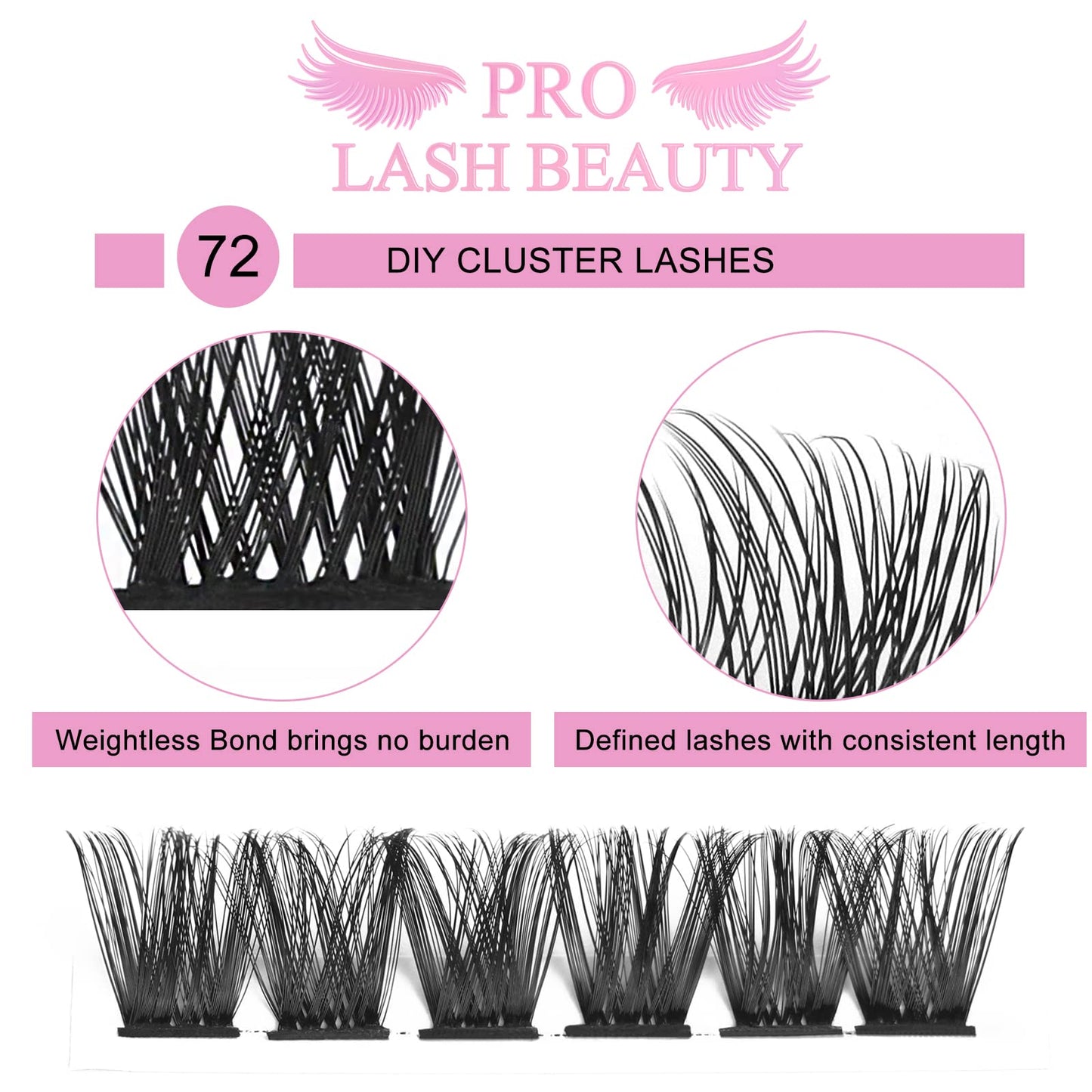 Cluster Lashes, 72 Pcs Individual Lashes, Lash Clusters DIY Eyelash Extension, Super Thin Band Reusable Soft & Comfortable (Into You-01-D-8-16mix)