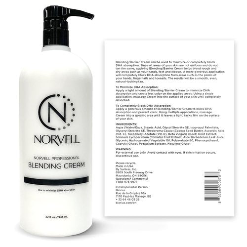 Norvell Pro Blending DHA Barrier Cream - 32 fl oz | Professional Pre-Tan Skin Protectant for Even, Natural Color
