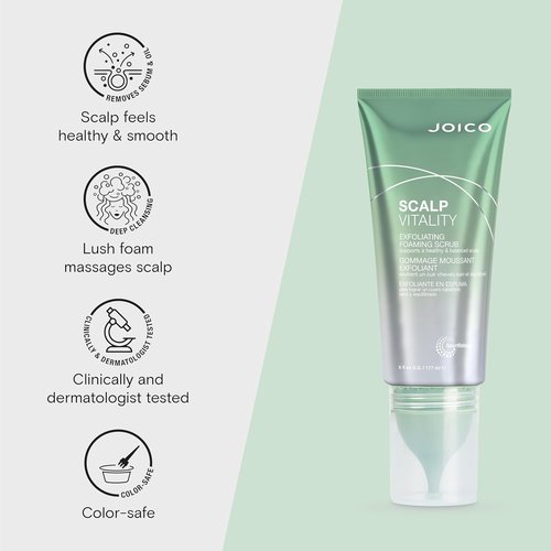Joico Scalp Vitality Exfoliating Foaming Scrub - Supports Healthy Scalp | Removes Oil & Buildup | 6 Fl Oz