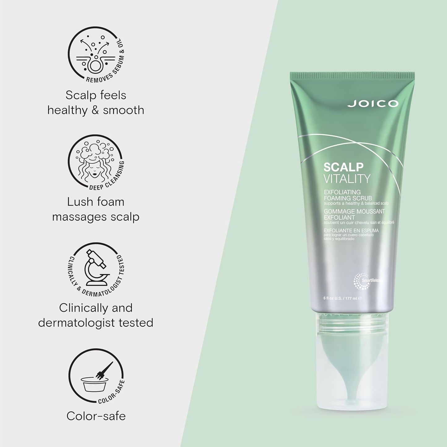 Joico Scalp Vitality Exfoliating Foaming Scrub - Supports Healthy Scalp Balance | 6 Fl Oz