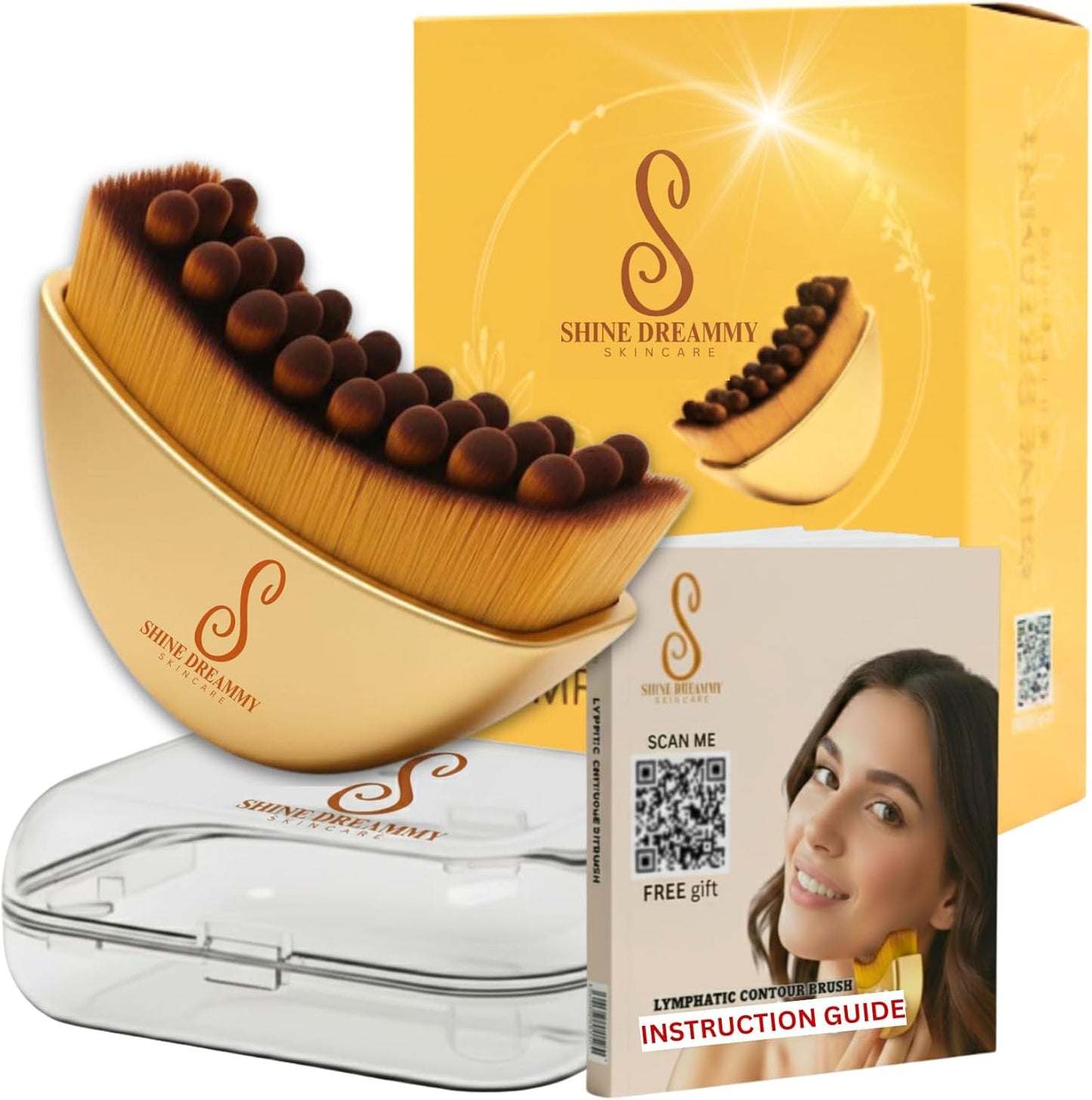 Skiennix Lymphatic Contour Face Brush - Sculpting Dry Brush for Facial Drainage & Lift