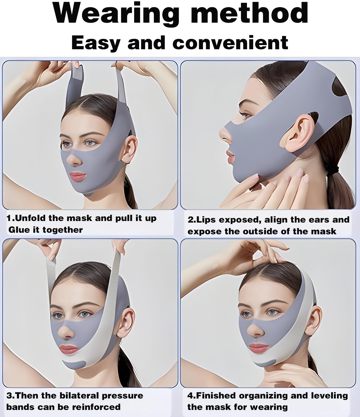 V-Line Lifting Chinstrap,Reusable V Line Lifting Mask with Chin Strap,Chin strap 23-27 Inches (Blue)