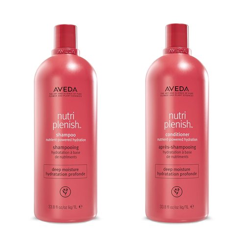 Aveda Nutriplenish Deep Moisture Shampoo & Conditioner Duo - Hydrates Dry Hair | Organic Pomegranate Oil, Coconut Oil | 1 Liter