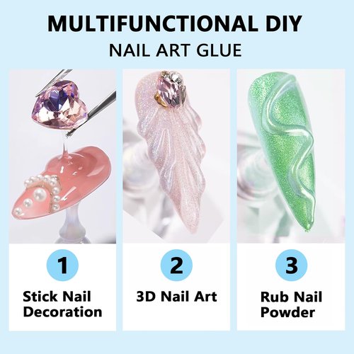MUSILAN Nail Rhinestone Glue,Super Strong Rhinestones Gel Nail Glue for 3D Nails Beads Stickers Stones Crystals Diamond Art Jewels 3D Decorations Tools,Cured Need
