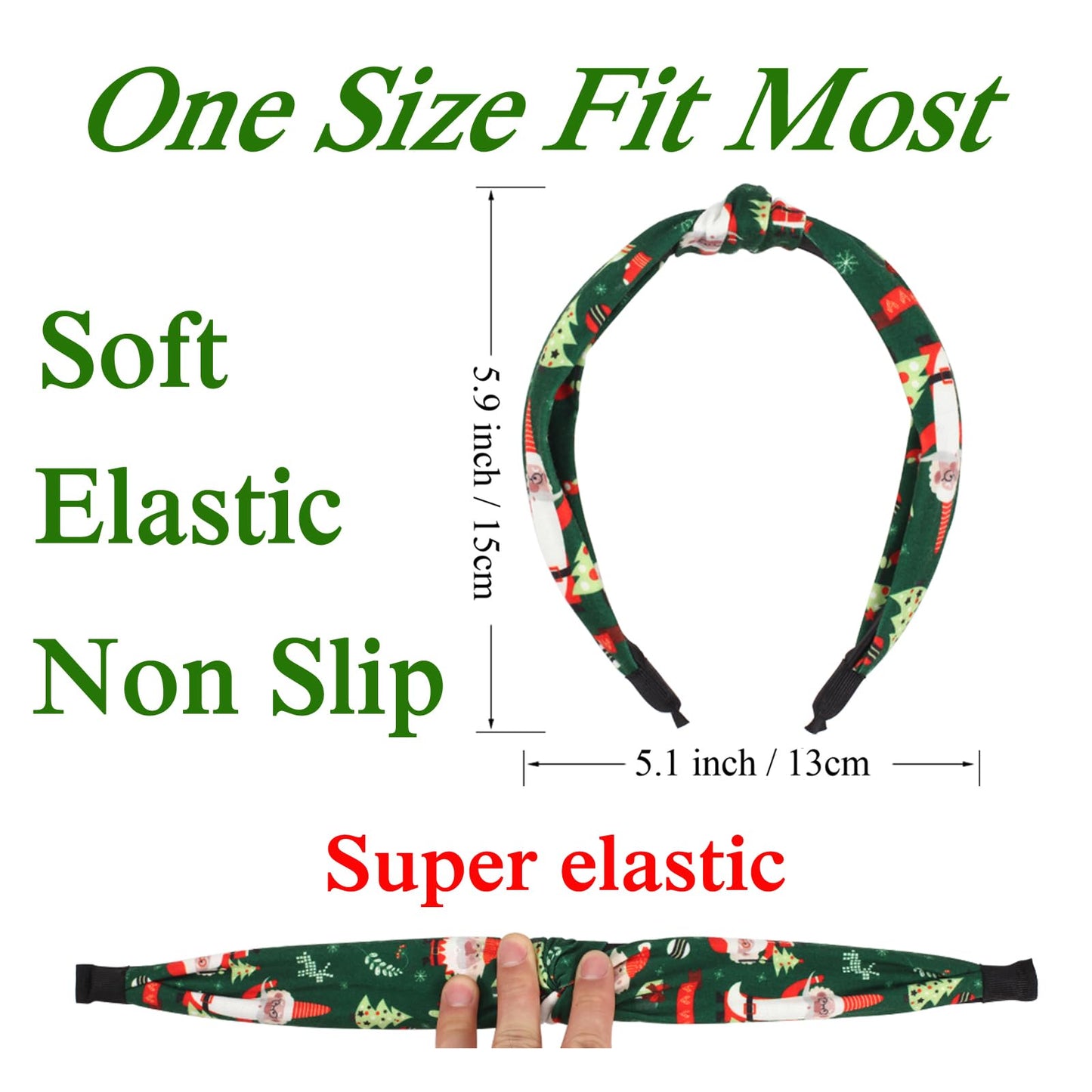 Ardorchid Christmas Headbands for Women Girls Snowflake Santa Claus Snowman Xmas Tree Cane Hair Hoop Green Red Christmas Decor Hair Accessories Gifts