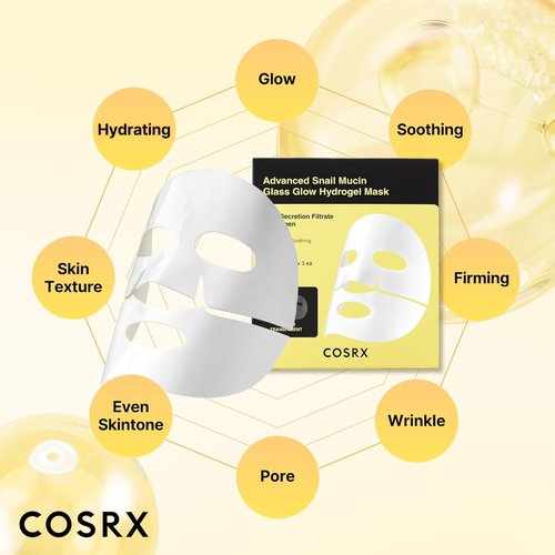 COSRX Advanced Snail Mucin Hydrogel Face Masks - Collagen Boosting Skincare | 3 Pack for Travel