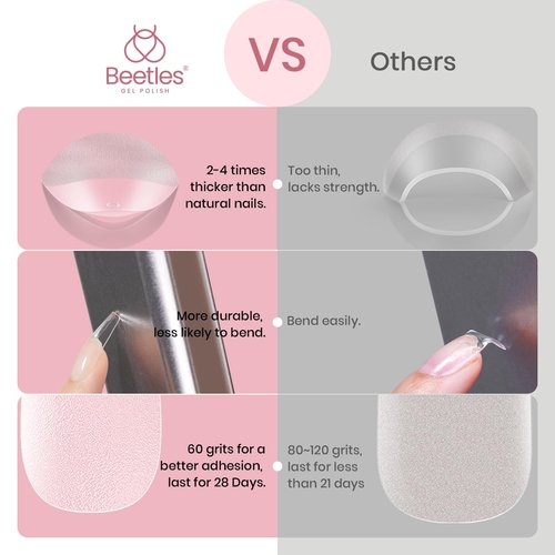 Beetles Gel Nail Tips Long Square 12 Sizes, 288Pcs Pre Shaped Half Matte Press On Nails Gelly Tips False Nails for Gel Nail DIY Art Nail Extensions Acrylic Nails Gift