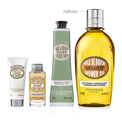 L'OCCITANE Almond Gift Set - Cleansing Shower Oil, Moisturizer & Hand Cream for Hydrated, Smooth Skin