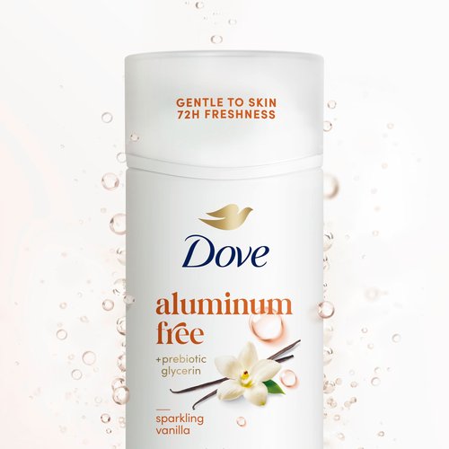 Dove Deodorant Stick Sparkling Vanilla for 72 Hour Odor Protection Aluminum Free 2.4 oz