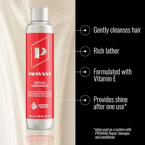 Pravana Repair Radiance Shampoo - Strengthens & Restores Damaged Color-Treated Hair | Reduces Breakage & Split Ends | Vegan & Paraben-Free
