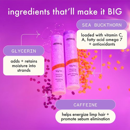 Amika Big Hit Volumizing Shampoo - Boosts Volume & Shine | 10 Fl Oz