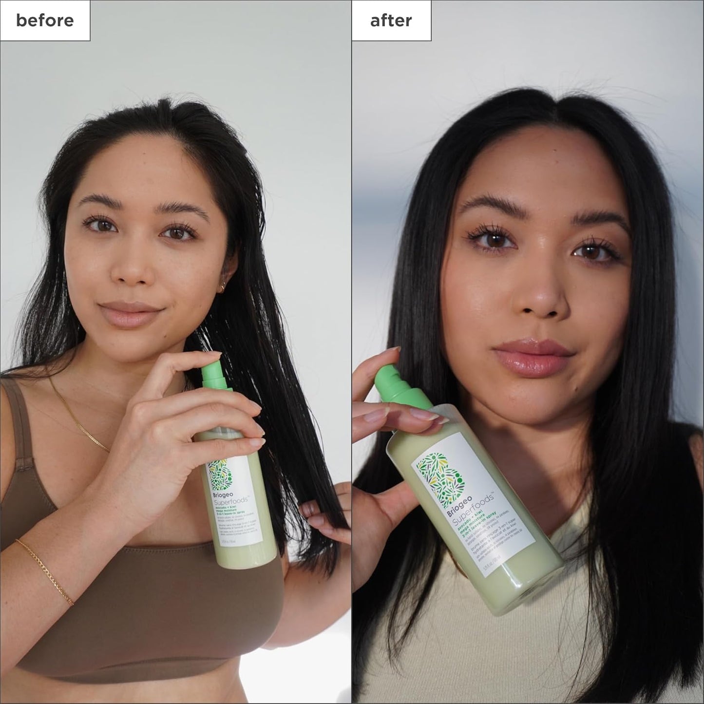 Briogeo Superfoods Avocado + Kiwi Leave-In Spray - Mega Moisture Detangler & Heat Protectant | Vegan, Silicone-Free