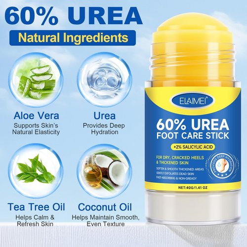 FANSHI Urea Stick 60% High Potency, Foot Care Urea Stick for Deeply Moisturizing & Fast Absorbing, Exfoliation for Dry Cracked Heels & Thickened Skin
