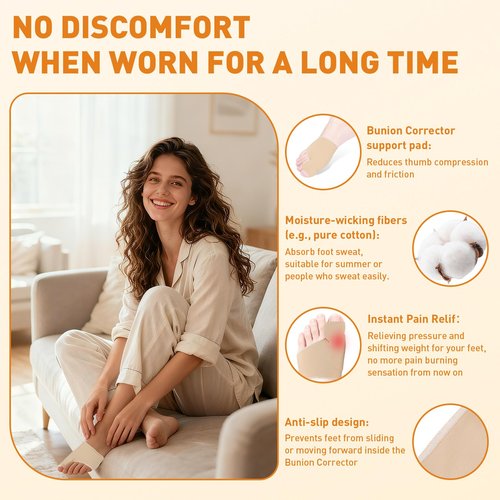 CKOWAJN 4Pcs Bunion Corrector for Women Big Toe, Big Toe Separators Non-Slip & Washable, Toes Straightener, Hallux Valgus Pain Relief Bunions Correction with Splint & Pads (Baige)