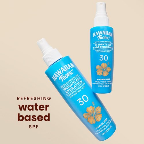 Hawaiian Tropic Weightless Hydration Water Mist SPF 30 - Travel Size 2.1 Fl Oz Hydrating Facial Spray
