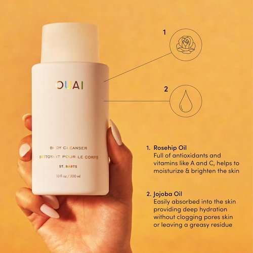 OUAI Body Cleanser - Hydrating Foaming Body Wash with Jojoba & Rosehip Oil | 10 Fl Oz, Paraben-Free