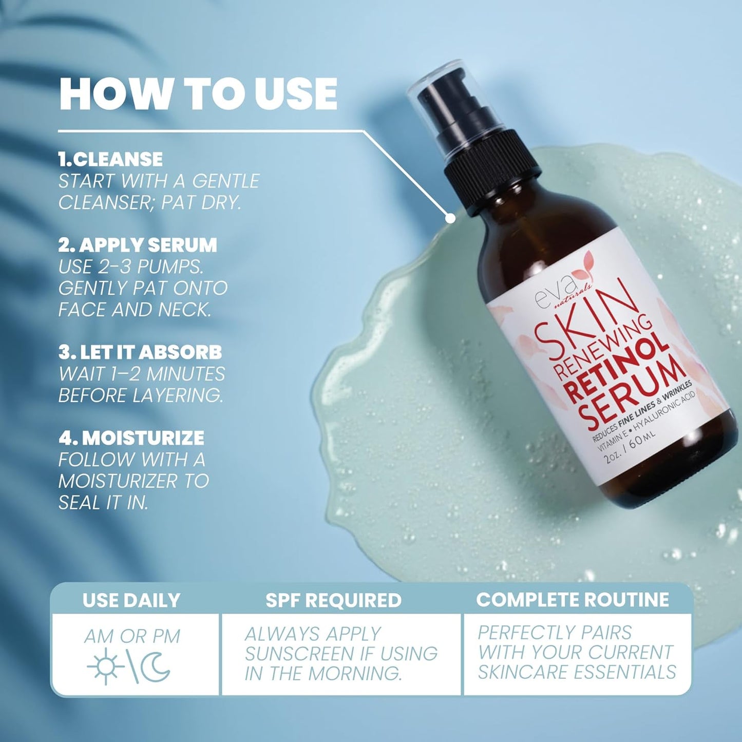 Skiennix Retinol Serum for Face - Lightweight Night Serum with Hyaluronic Acid for Radiant Skin - 2 oz