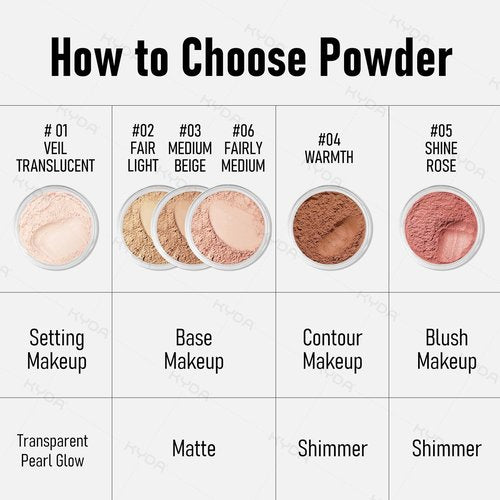 KYDA Mineral Loose Powder Foundation, SPF 35, Skin-improving Mineral Foundation with Brush, Lightweight Buildable Coverage, Natural Glow Loose Powder Base Makeup, Fair Light, 0.28 oz