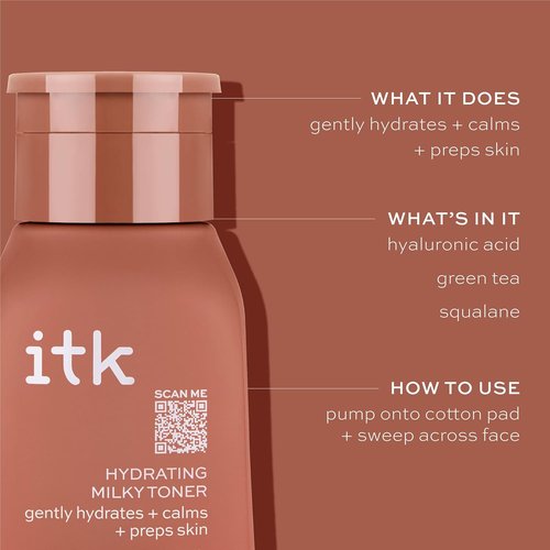 ITK Hydrating Milky Face Toner - Hyaluronic Acid & Green Tea for Dry Skin Relief | 5 oz. Vegan Formula