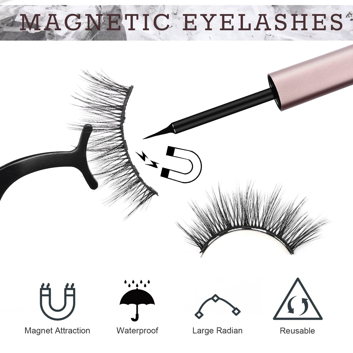 AROIC 10 Kinds of 3D 5D Magnetic Eyelash Kit with Different Density, Magnetic Eyelashes with 2 Magnetic Eyelash Glue and 1 Tweezer, False Eyelashes for Women and Girls Natural Look No Glue Needed