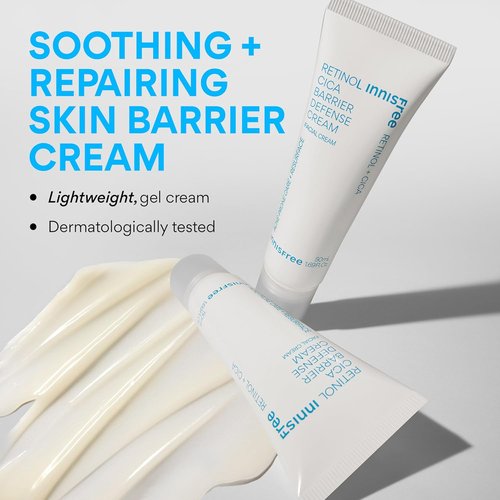 Innisfree Retinol Cica Barrier Cream - Calming Korean Moisturizer for Sensitive, Acne-Prone Skin