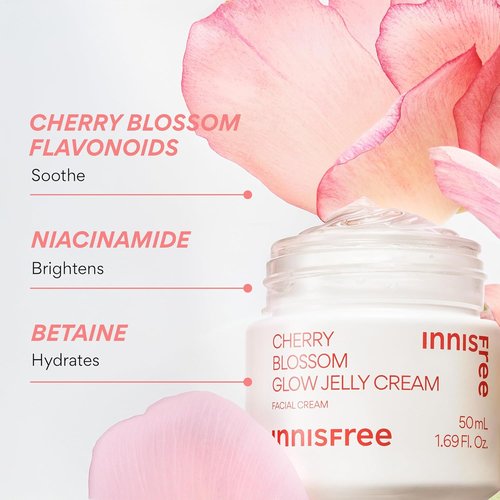 Innisfree Cherry Blossom Glow Jelly Cream - Hydrating Moisturizer with Niacinamide for Radiant Skin