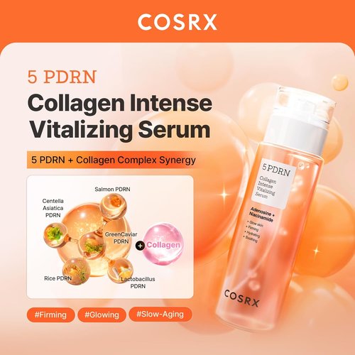 COSRX 5 PDRN Collagen Intense Vitalizing Serum - Firm & Glow Skin with Salmon DNA, Centella & Collagen (3.38 fl. oz.)