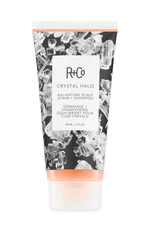 R+Co Crystal Halo Scalp Scrub & Shampoo - Purifies, Cleanses & Balances | Vegan & Cruelty-Free | 3 Oz