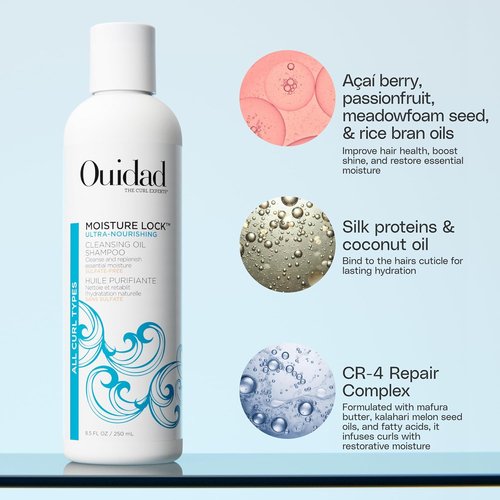 Ouidad Moisture Lock Cleansing Oil Shampoo - Nourishes & Hydrates Curly Hair, Sulfate-Free, 12 oz